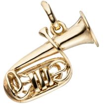 Anhänger Tuba 925 Sterling Silber gold vergoldet