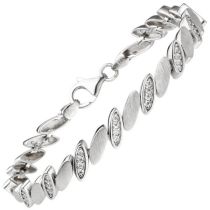 Armband 925 Sterling Silber matt 52 Zirkonia 19 cm Silberarmband