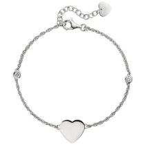 Armband Herz 925 Sterling Silber 2 Zirkonia 22 cm Silberarmband