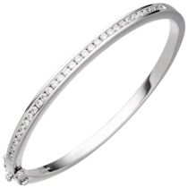 Armreif Armband oval 925 Sterling Silber mit Zirkonia Silberarmband