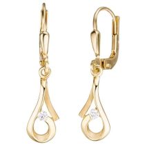 Boutons 333 Gold Gelbgold teilmattiert 2 Zirkonia Ohrringe Ohrhänger