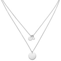 Collier 2-reihige Kette mit Anhänger 925 Sterling Silber 1 Zirkonia 44 cm