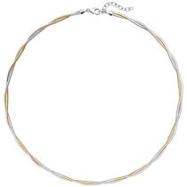 Collier Halskette 925 Sterling Silber bicolor vergoldet 49 cm Kette