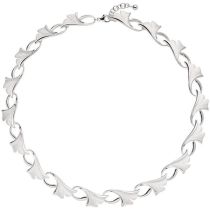 Collier Halskette Ginko Ginkgo 925 Silber mattiert 47 cm Silberkette