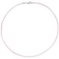 Collier Halskette Seide rose 42 cm - 2,8 mm, Verschluss 925 Silber