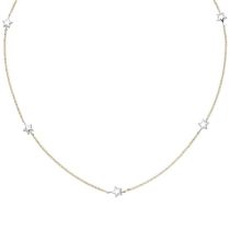 Collier Halskette Stern 375 Gold Gelbgold Weißgold bicolor diamantiert 43 cm