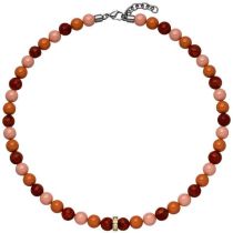 Collier Halskette SWAROVSKI® ELEMENTS und dunkelrote Kugeln 42 cm