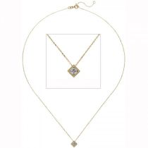 Collier Kette mit Anhänger 333 Gold Gelbgold 1 Zirkonia 45 cm