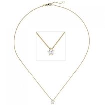 Collier Kette mit Anhänger 585 Gelbgold 1 Diamant Brillant 0,70 ct. 45 cm