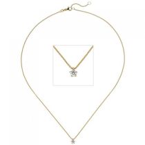 Collier Kette mit Anhänger 585 Gelbgold Diamant Brillant 0,15 ct. 45 cm