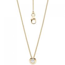 Collier Kette mit Anhänger 585 Gold Gelbgold 1 Diamant Brillant 45 cm