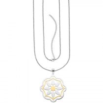 Collier Kette mit Anhänger Blume aus Edelstahl bicolor 80 cm