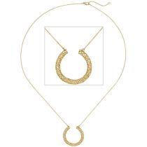 Collier Kette mit Anhänger Geflecht 750 Gold Gelbgold 45 cm Goldkette