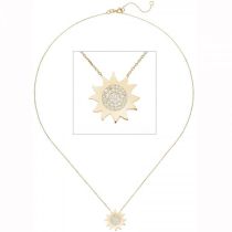 Collier Kette mit Anhänger Sonne 333 Gold Gelbgold 37 Zirkonia 44 cm