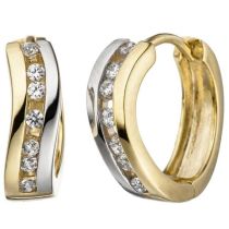 Creolen 333 Gold Gelbgold bicolor mit Zirkonia Ohrringe Goldcreolen