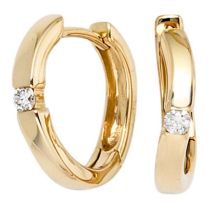 Creolen 585 Gelbgold 2 Diamanten Brillanten 0,08 ct. Ohrringe