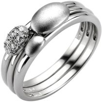 Damen Ring 3-teilig 925 Sterling Silber 6 Zirkonia