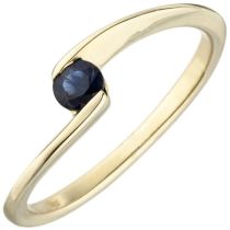 Damen Ring 333 Gelbgold 1 blauer Safir Goldring