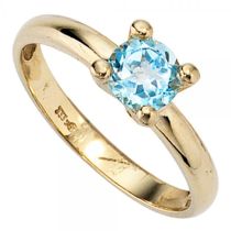 Damen Ring 333 Gelbgold 1 Blautopas hellblau Goldring