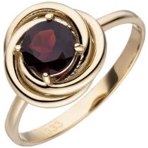 Damen Ring 333 Gelbgold 1 Granat rot Granatring