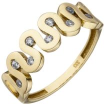 Damen Ring 333 Gelbgold 9 Zirkonia Goldring