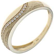 Damen Ring 333 Gelbgold mattiert mit Zirkonia Goldring