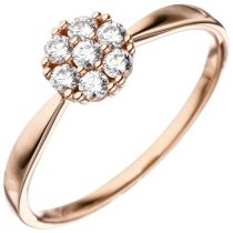 Damen Ring 333 Gold Rotgold 7 Zirkonia Rotgoldring