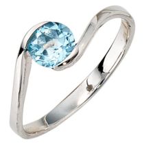 Damen Ring 333 Gold Weißgold 1 Blautopas hellblau blau Goldring