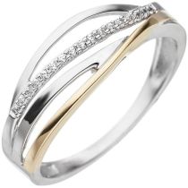 Damen Ring 333 Gold Weißgold Gelbgold 7 Zirkonia Goldring