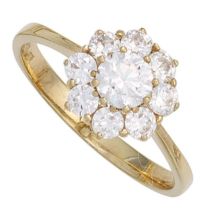 Damen Ring 375 Gold Gelbgold 9 Zirkonia Goldring