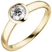 Damen Ring 585 Gelbgold 1 Diamant Brillant 0,50 ct. Solitär