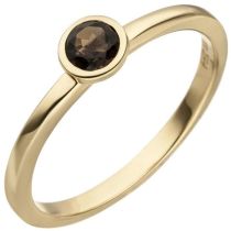 Damen Ring 585 Gold Gelbgold 1 Rauchquarz Goldring