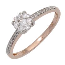 Damen Ring 585 Gold Rotgold Weißgold bicolor 29 Diamanten