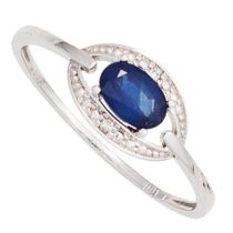 Damen Ring 585 Gold Weißgold 1 Safir blau