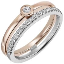 Damen Ring 585 Gold Weißgold Rotgold bicolor 22 Diamanten