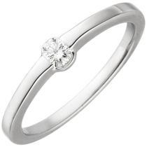 Damen Ring 585 Weißgold 1 Diamant Brillant 0,15ct. Diamantring