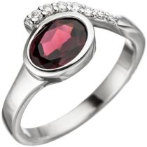 Damen Ring 925 Sterling Silber 1 Granat rot mit Zirkonia