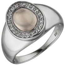 Damen Ring 925 Sterling Silber 1 Rosenquarz 22 Zirkonia