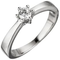 Damen Ring 925 Sterling Silber 1 Zirkonia 5,2 mm breit