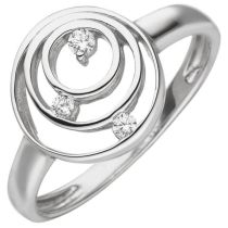 Damen Ring 925 Sterling Silber 3 Zirkonia