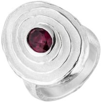 Damen Ring 925 Sterling Silber teil matt 1 Rhodolith