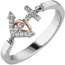 Damen Ring Anker 925 Silber 18 Zirkonia