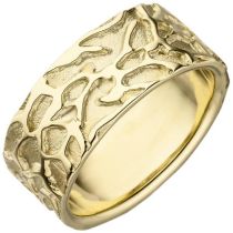 Damen Ring breit 585 Gold Gelbgold teil matt Goldring