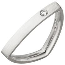 Damen Ring dreieckig Dreieck 950 Platin matt 1 Diamant Brillant