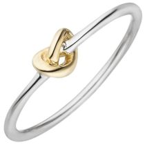 Damen Ring Knoten 925 Sterling Silber bicolor