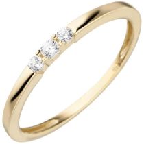 Damen Ring schmal 333 Gelbgold 3 Zirkonia Goldring