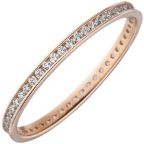 Damen Ring schmal 333 Gold Rotgold mit Zirkonia rundum, Rotgoldring