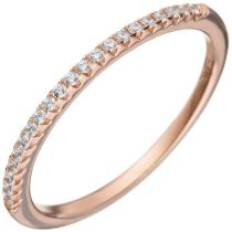 Damen Ring schmal 925 Sterling Silber rotgold mit Zirkonia