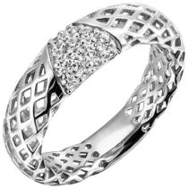 Damen Ring, 925 Sterling Silber, 14 Zirkonia