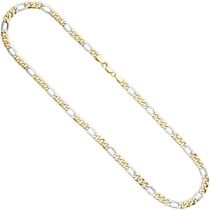 Figaro Collier 333 Gelbgold Weißgold kombiniert 50 cm - 5,7 mm